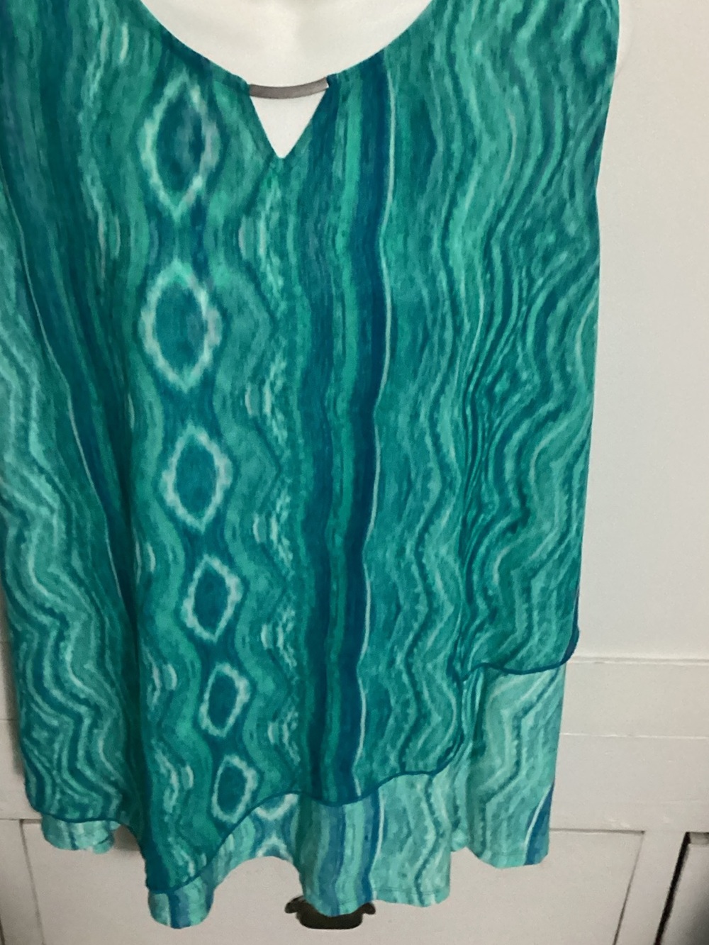 Catherines Teal Wave-Pattern Sleeveless Tunic
